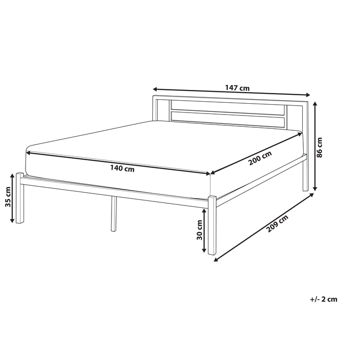 Beliani - CUSSET - Tweepersoonsbed - Zwart - 140 x 200 cm - Metaal