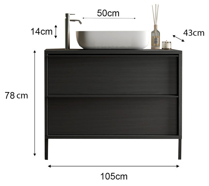 Benvenuto Design Steel 105 cm Staand Wastafel en Onderkast