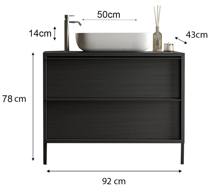 Benvenuto Design Steel 92 cm Staand Wastafel en Onderkast