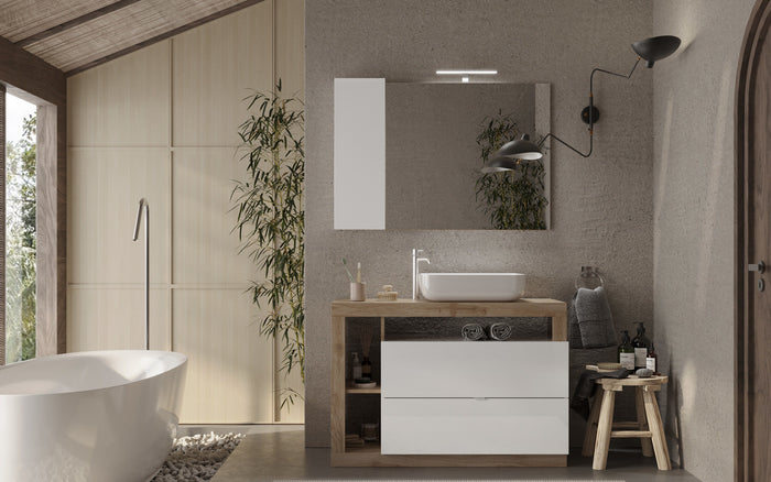 Benvenuto Design Hamburg 110 cm Eiken Staand Wastafel en Onderkast