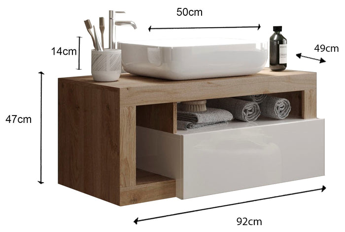 Benvenuto Design Hamburg 92 cm Zwevend Wastafel en Onderkast