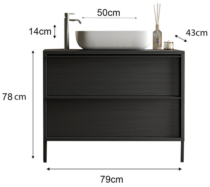 Benvenuto Design Steel 79 cm Staand Wastafel en Onderkast