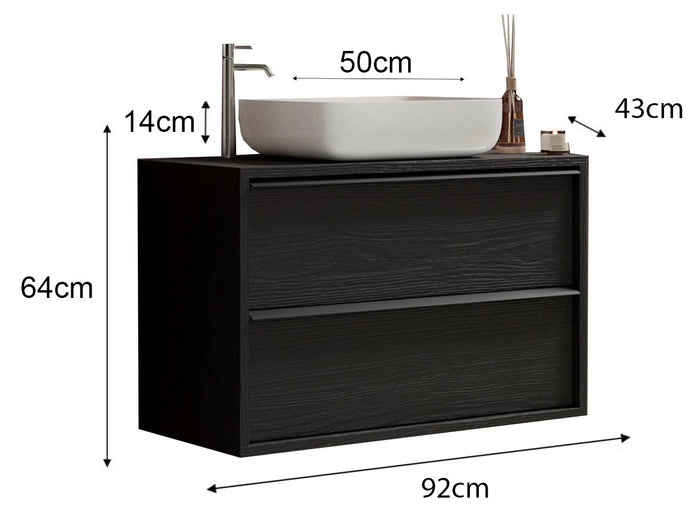 Benvenuto Design Steel 92 cm Zwevend Wastafel en Onderkast