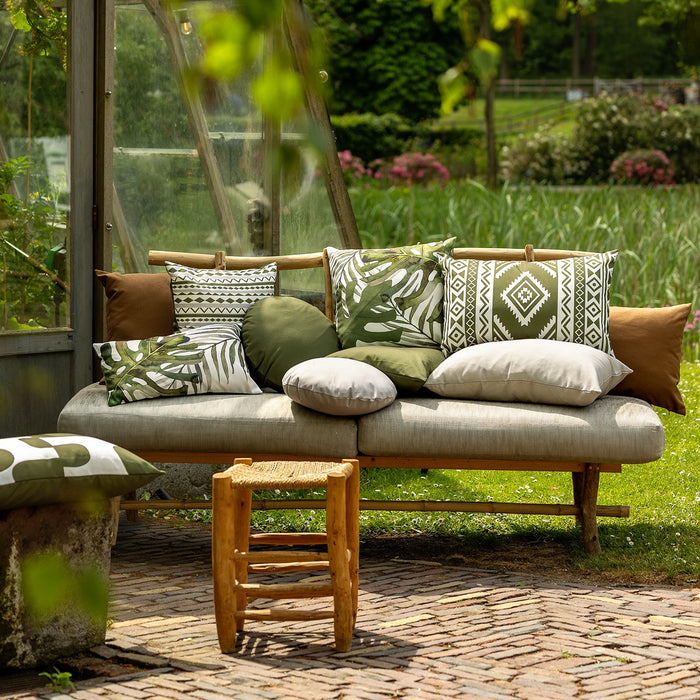 Dutch Decor Buitenkussen 45x45 cm - MAURO - outdoor - groen & wit