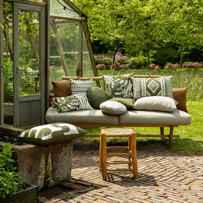 Dutch Decor Buitenkussen 45x45 cm - MAURO - outdoor - groen & wit