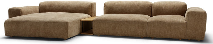 Sits Edda 3-Zits Bank + Chaise Longue Bruin en Salontafel