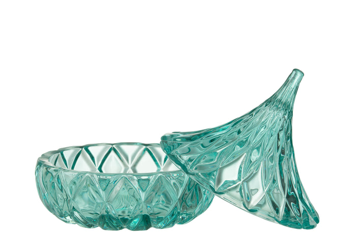 J-Line voorraadpot Puntig Geslepen - glas - azuurblauw