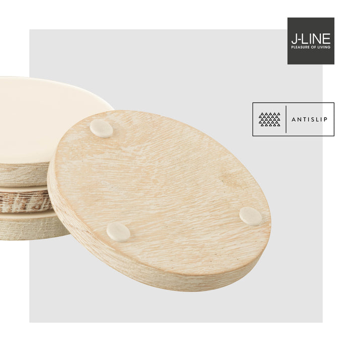 J-Line onderzetter Mango - kunststof - grijs - 4 stuks