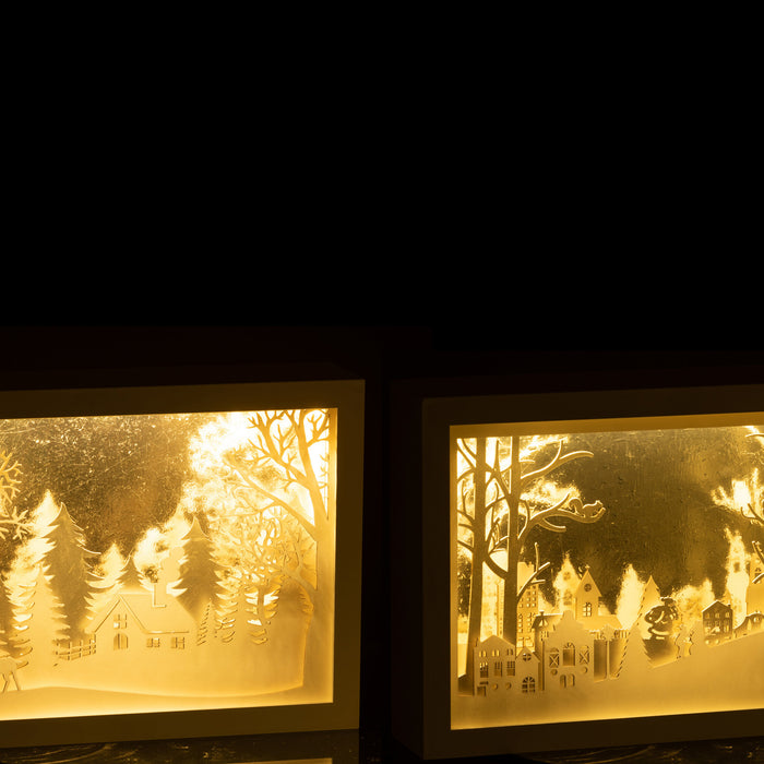 J-Line decoratie Kader 3D Winter - pvc|glas - zilver - 2 stuks