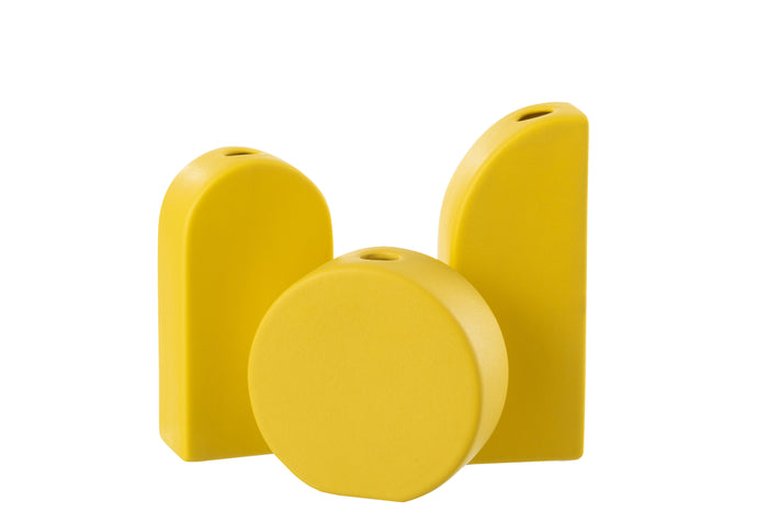 J-Line Set 3 Vaas Mykonos Porselein Oker