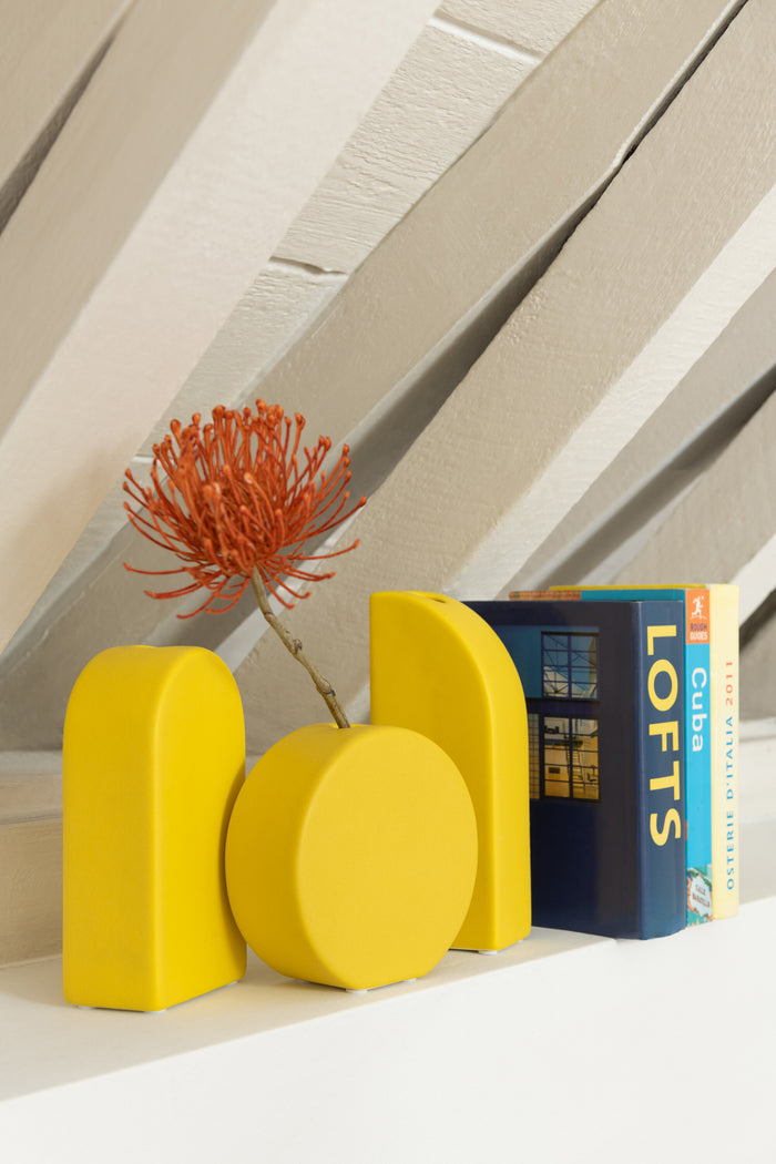 J-Line Set 3 Vaas Mykonos Porselein Oker