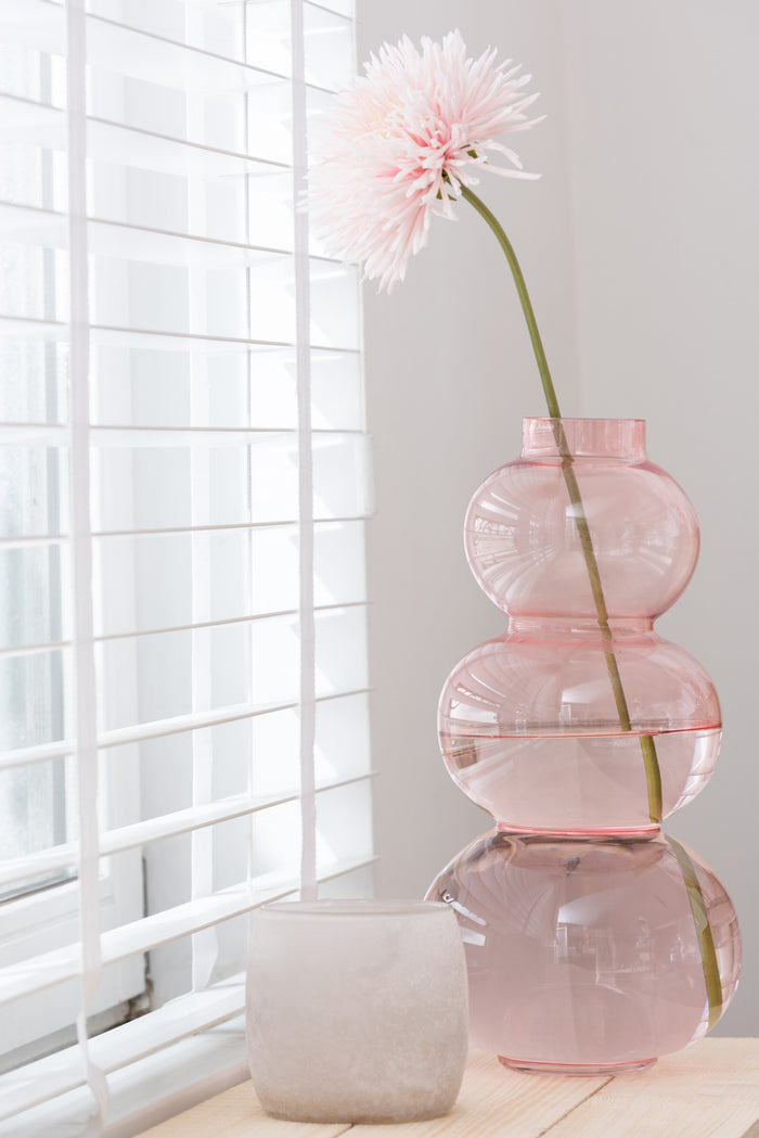 J-Line vaas Bol - glas - roze - large - 36 cm hoog