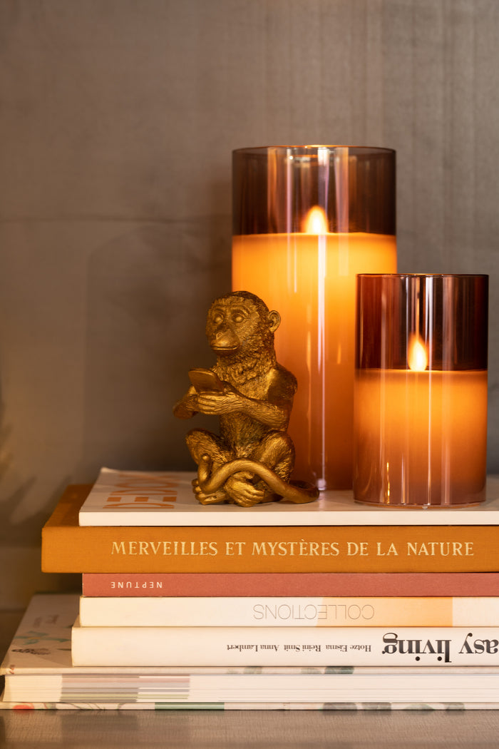 J-Line figuur Aap horen|zien|zwijgen|gsm - polyresin - goud - 4 stuks