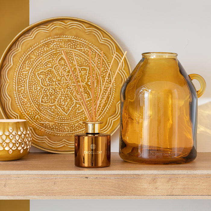 J-Line theelichthouder Geperforeerd - ijzer - oker