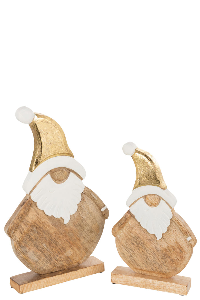 J-Line decoratie Kerstfiguren - hout - naturel|goud - large