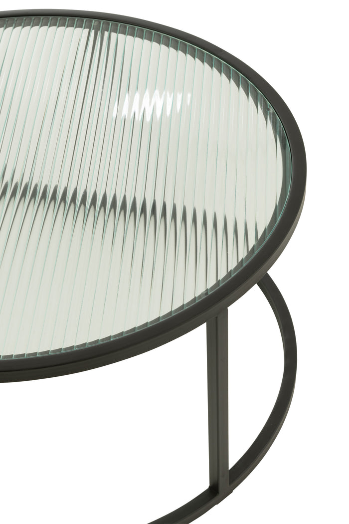 J-Line Set Van 2 Salontafel Rond Metaal|Glas Zwart
