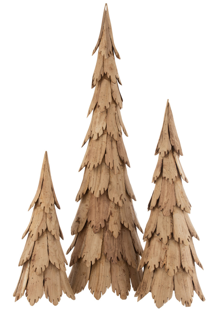 J-Line decoratie Kerstboom Stukken - hout - naturel - large