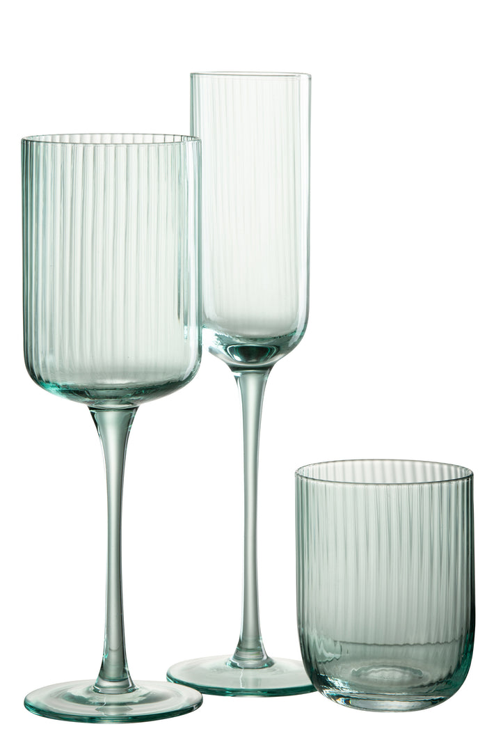 J-Line glas champagne Louise - glas - groen - 6 stuks