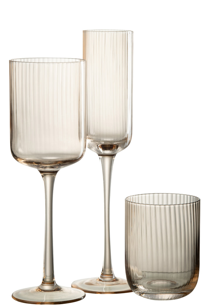 J-Line glas champagne Louise - glas - oranje - 6 stuks