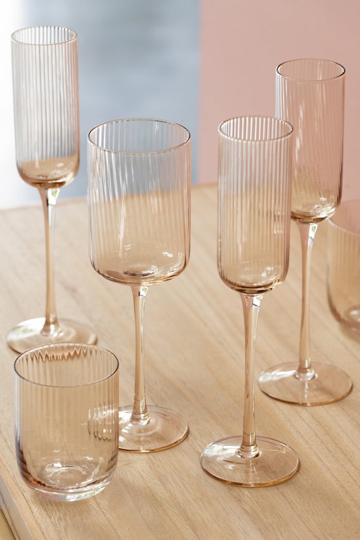 J-Line glas champagne Louise - glas - oranje - 6 stuks