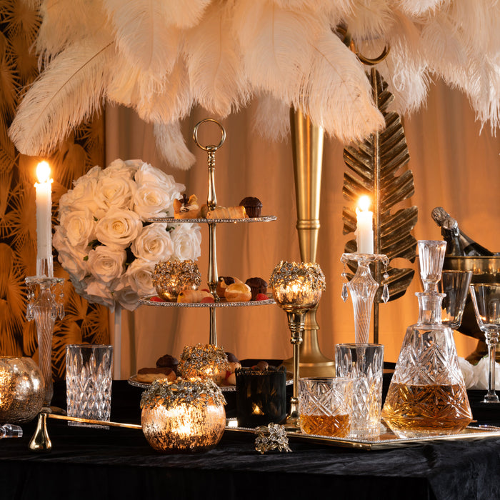 J-Line wijnglas Rand - rode wijn - glas - transparant|goud - 6 stuks