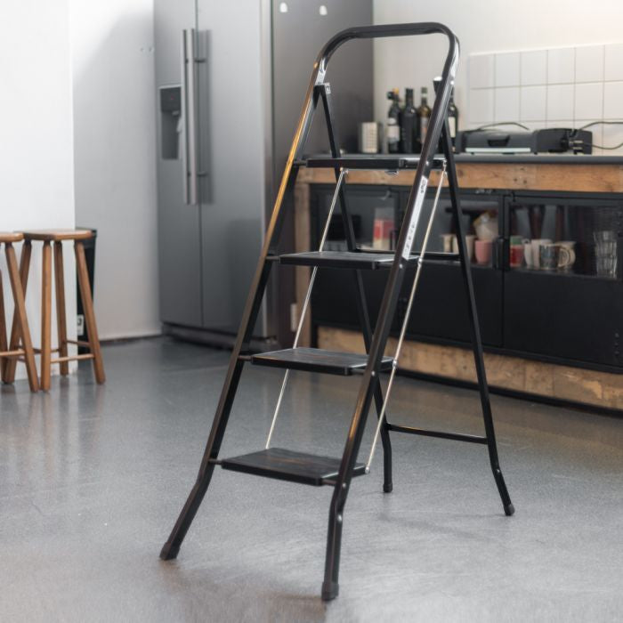 Giga Meubel - Huishoudtrap 4 Treden - Zwart - Anti-Slip - Keukentrap