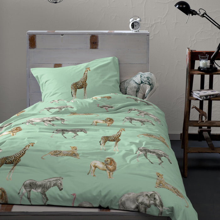 Damai Willa - Dekbedovertrek met rits - Katoen - 135x200 cm - Green