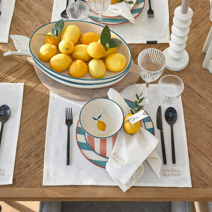 Riviera Maison Serveerschaal met citroen - Ravello - Wit - Keramiek