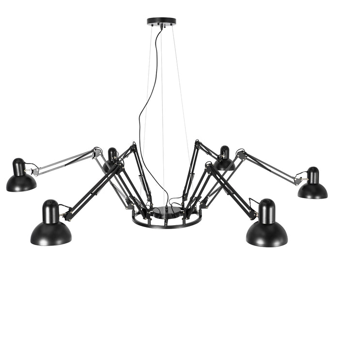 QAZQA Industriële hanglamp zwart 6-lichts verstelbaar - Hobby Spinne