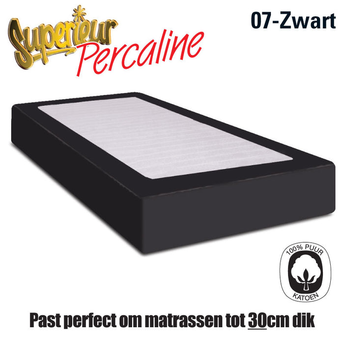 Superieur Zwart Percaline Katoenen Hoeslaken 140x200cm