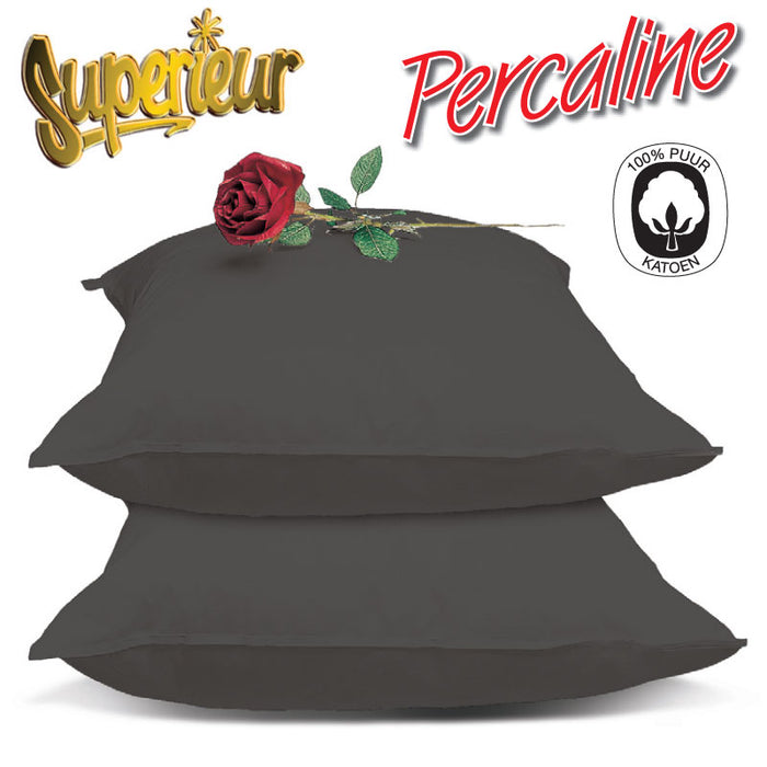 Superieur 100% Percaline katoen|Set van 2|Antra Kussensloop 60x70cm
