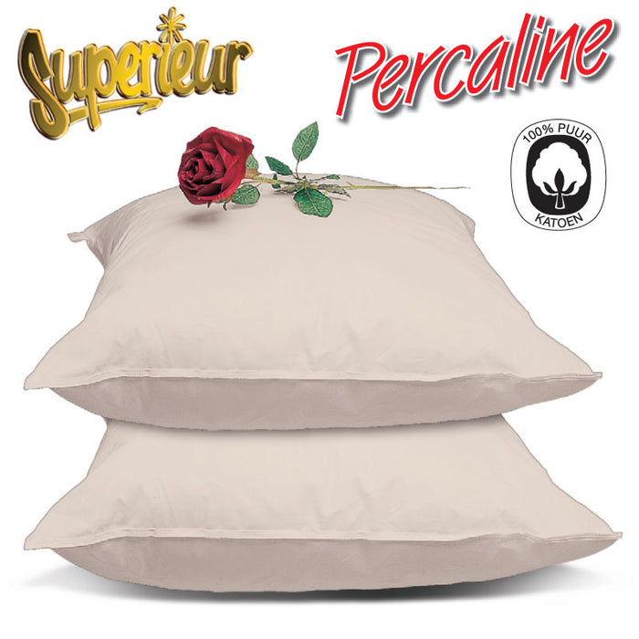 Superieur 100% Percaline katoen|Set van 2|Creme Kussensloop 60x70cm