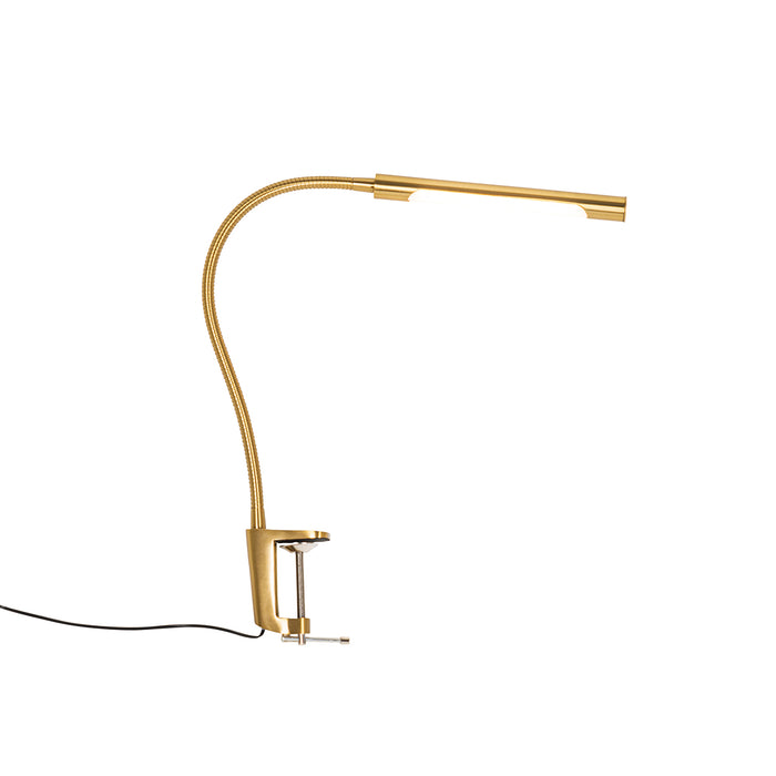 QAZQA Klem bureaulamp messing incl. LED met touch dimmer - Lionard