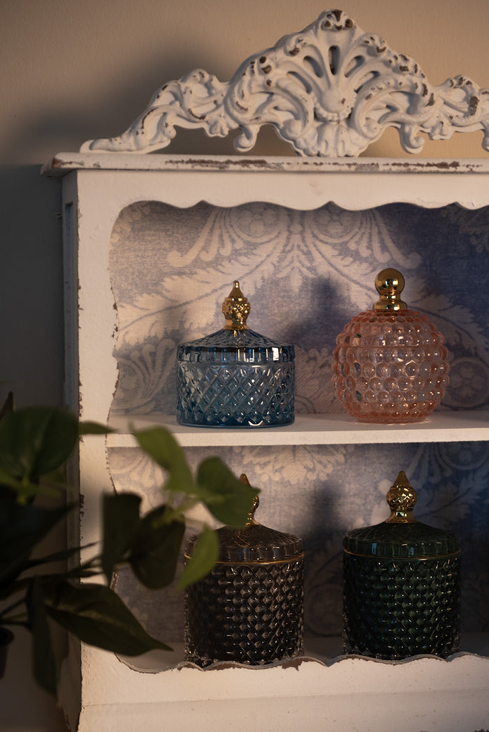 Clayre & Eef Glazen potje Ø 9x11 cm Roze Glas Potje met deksel