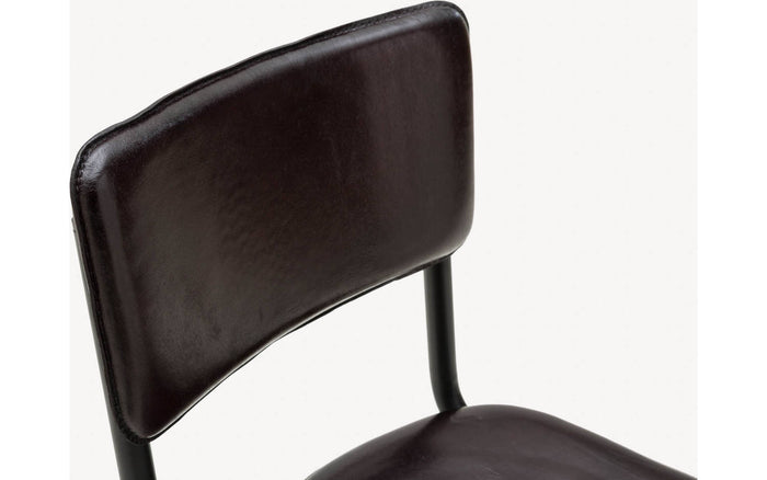 Goossens Barstoel Chaplin - grijs Leder zonder armleuning