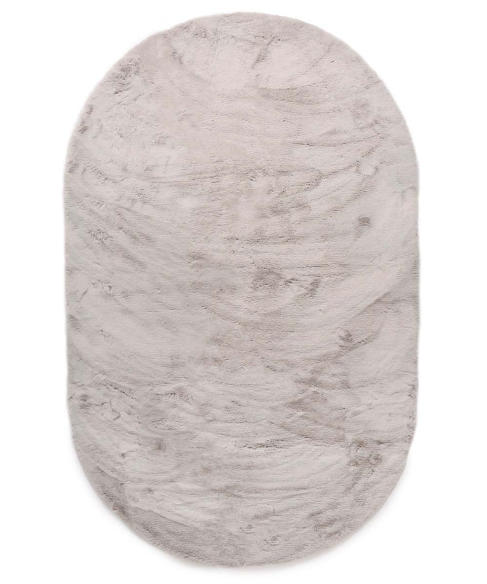 Tapeso Ovaal hoogpolig vloerkleed - Comfy plus - lichtgrijs - 100x150