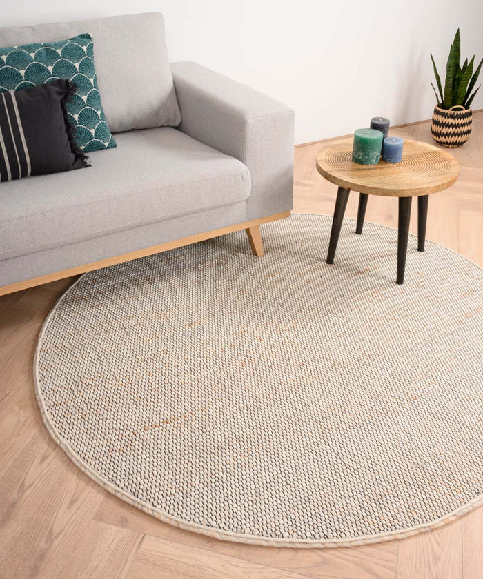 Nordic Weavers Rond wollen vloerkleed Lett - wit|beige - 250 cm rond