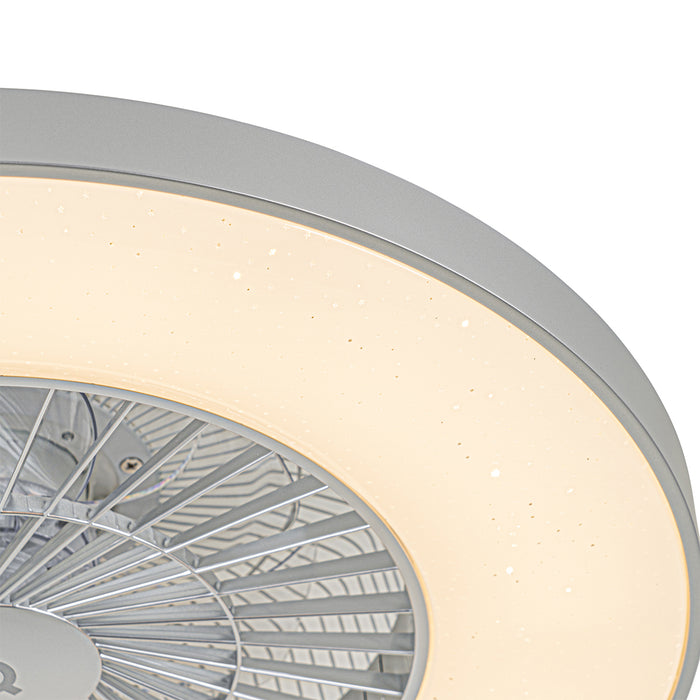QAZQA Smart plafondventilator zilver met ster effect dimbaar - Climo
