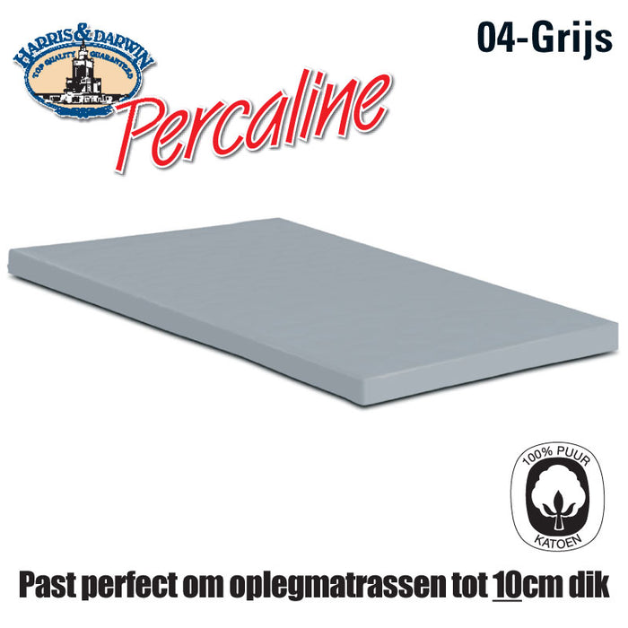 Harris&Darwin Grijs Percaline Katoenen Topper Hoeslaken 90x200cm