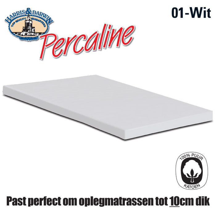 Harris&Darwin Wit Percaline Katoenen Topper Hoeslaken 180x200cm