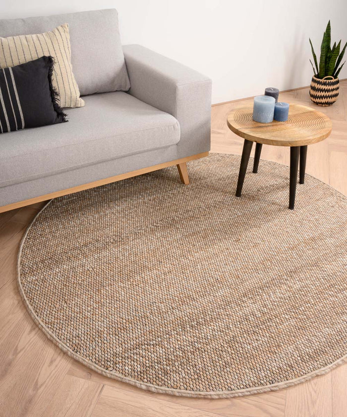 Nordic Weavers Rond wollen vloerkleed Lett - beige - 250 cm