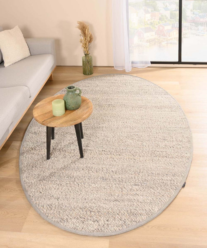 Nordic Weavers Wollen vloerkleed ovaal - Lett lichtgrijs - 205x305 cm