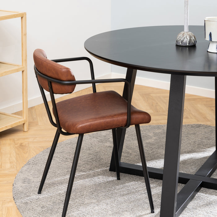 by fonQ Oak Eettafel - Ø 120 cm - Zwart