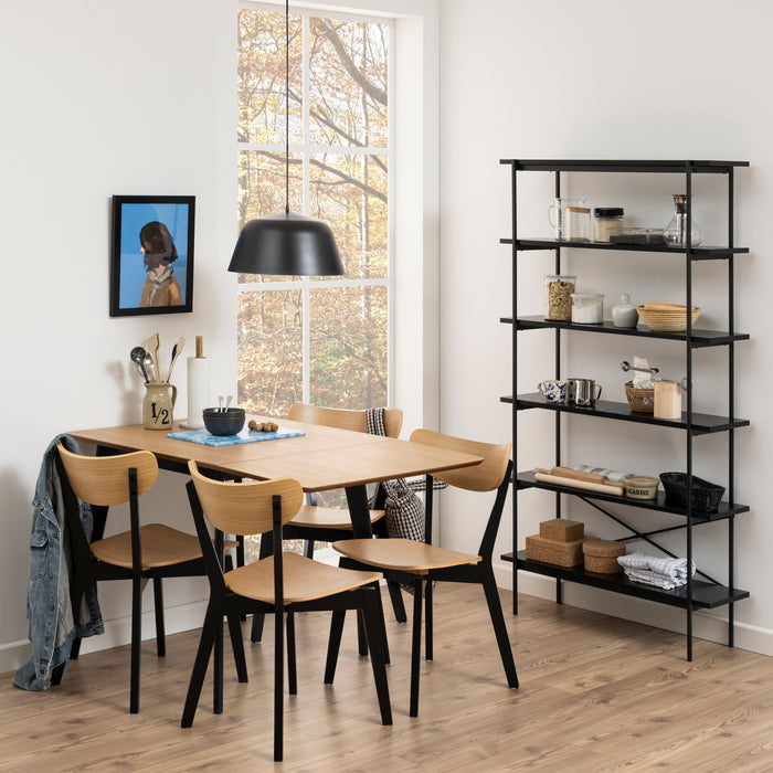 by fonQ basic Crow Eettafel Inklapbaar - 120 x 80 cm - Eiken / Zwart