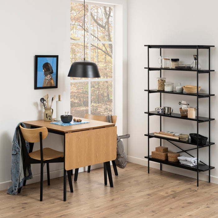by fonQ basic Crow Eettafel Inklapbaar - 120 x 80 cm - Eiken / Zwart