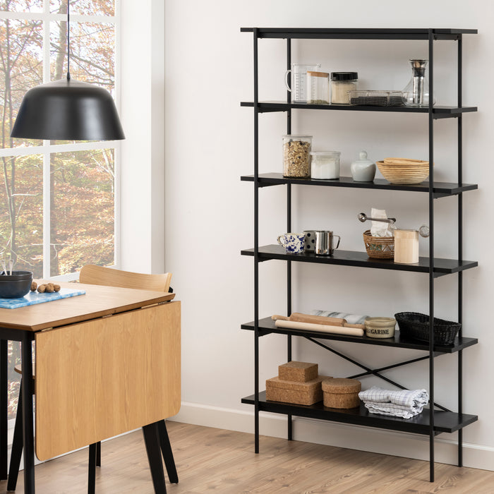 by fonQ basic Crow Eettafel Inklapbaar - 120 x 80 cm - Eiken / Zwart