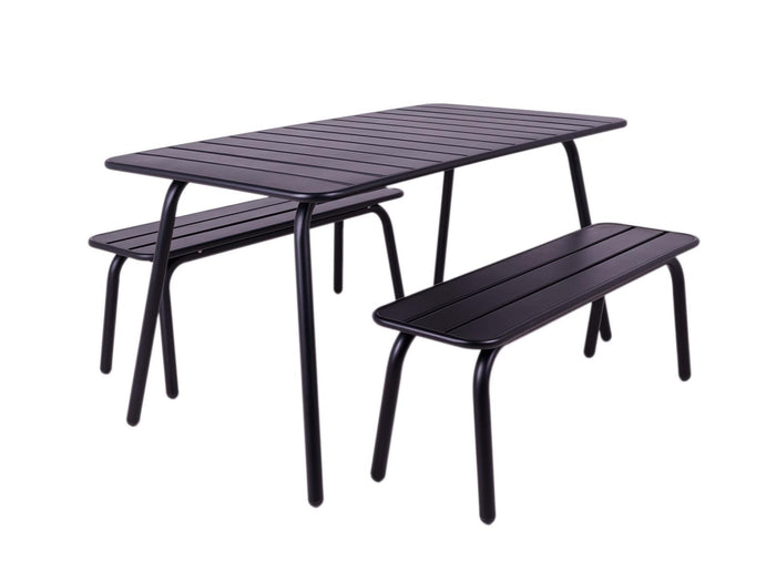 Metalen picknickset Max 150 cm zwart 3-delig