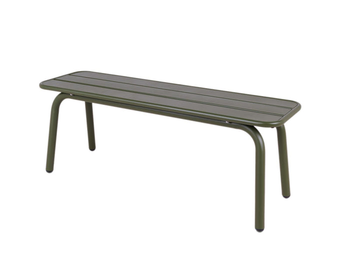 Metalen tuinbank Max 120 cm olijfgroen - zonder rugleuning