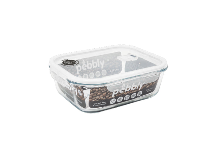Vershoudbox, Rechthoekig, Glas, 2.25 L - Pebbly