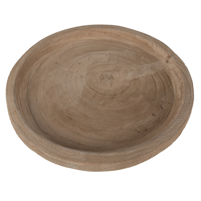 Clayre & Eef Serveerschaal Ø 26x3 cm Bruin Hout Rond Presenteerschaal